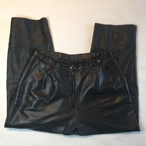 Michael Michelle Black Leather Biker Pants sz 20